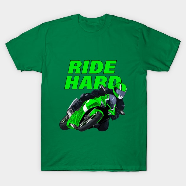 Ride Hard sport motorbike print T-Shirt by Doswork